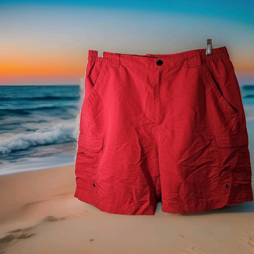 Reel Legends Performance Outfitters Men's Red Size Large Nylon/Polyester Shorts